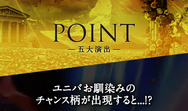 POINT-五大演出-ユニバお馴染みのチャンス柄が出現すると...!?