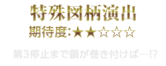 特殊図柄演出　期待度：★2　第3停止まで鎖が巻き付けば…!?