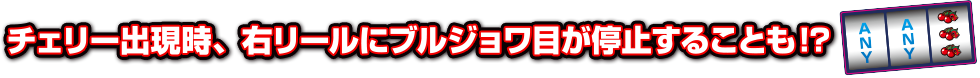 チェリー出現時、右リールにブルジョア目が停止することも!？